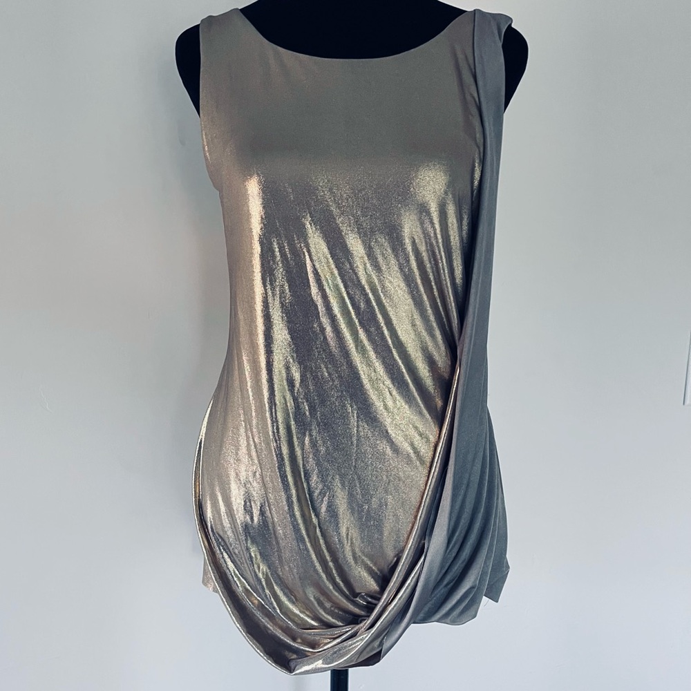Shimmering Gold Sleeveless Blouse, Size M